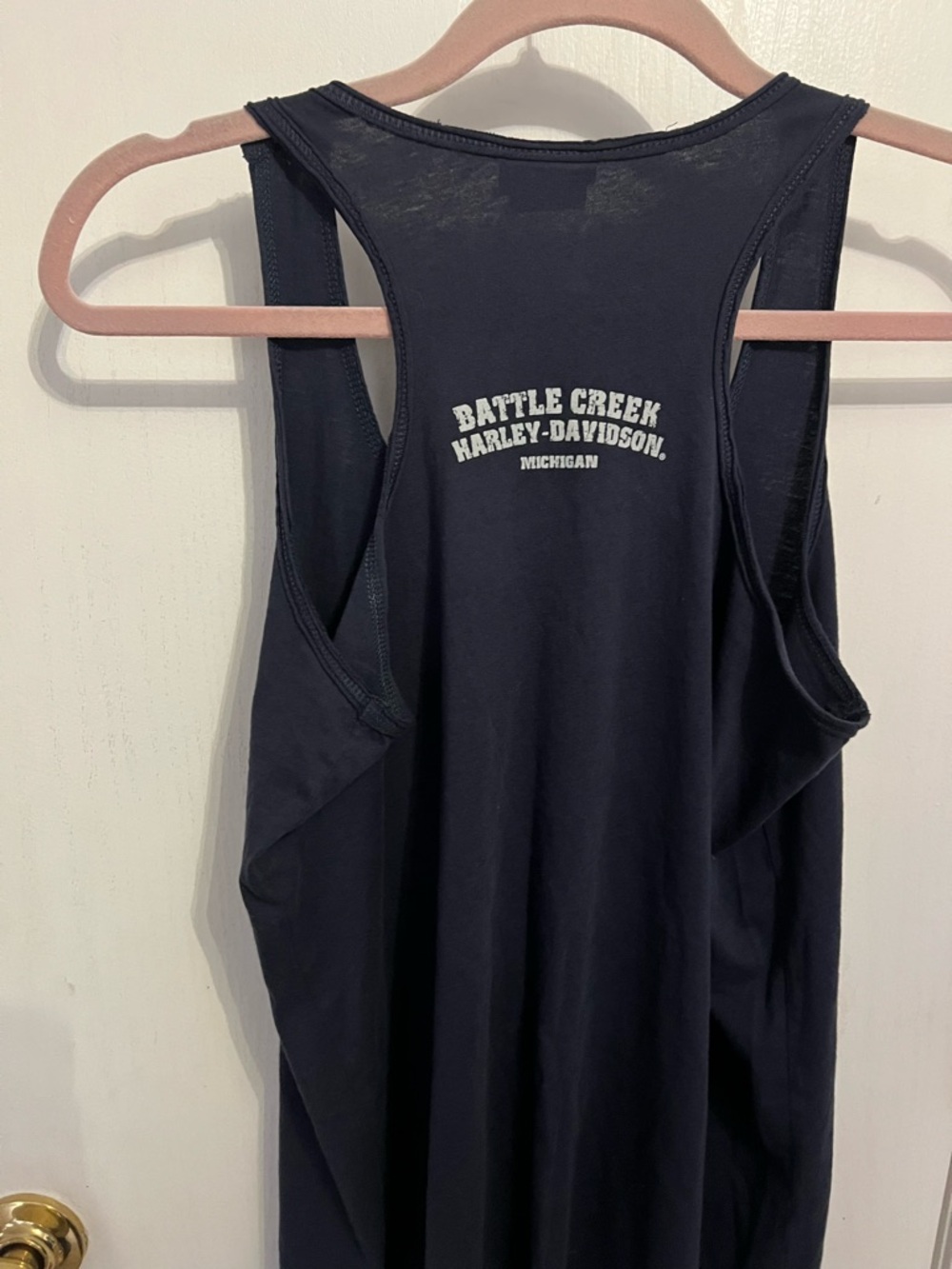 Harley-Davidson Navy Tank with Gold Logo / Crystals / Rhinestones, Size Large - Picture 7 of 7